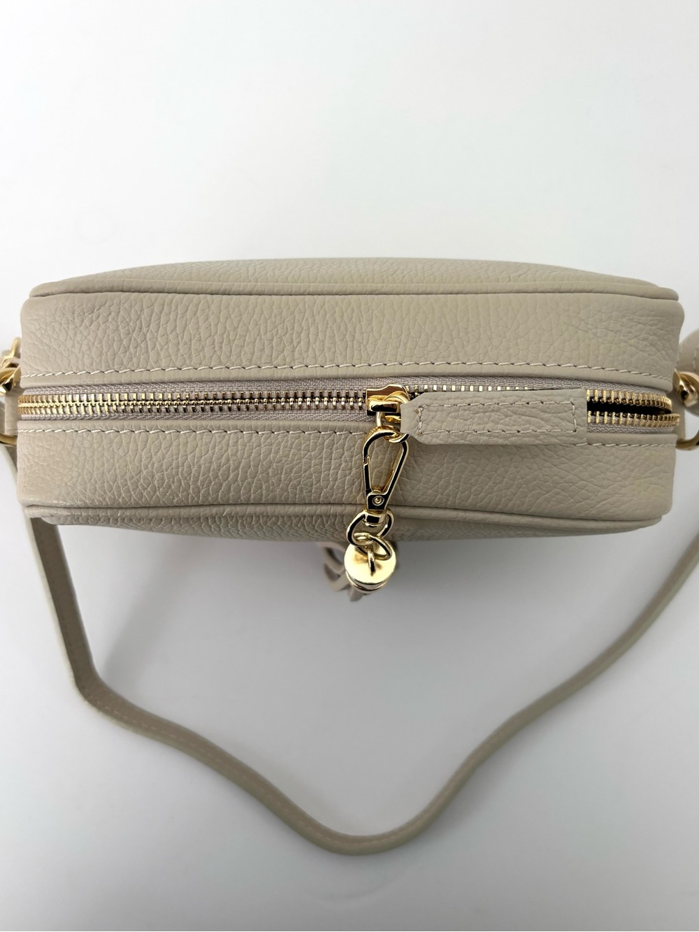 Elie Beaumont London Camera Style Crossbody Bag NWT Warm Gray Italian Leather - Picture 7 of 10